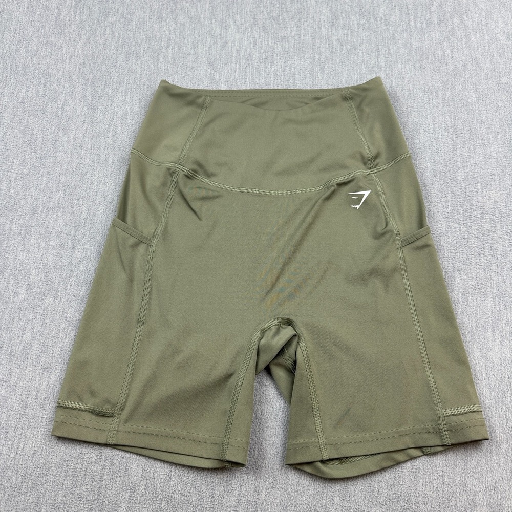 Gymshark Pocket Shorts Womens Small‎ Green High Waisted Training Gym Yoga